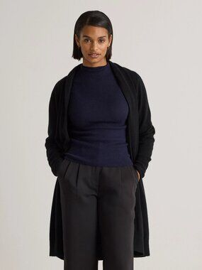 QUINCE NWT 100% Mongolian Cashmere Open Front Duster Cardigan Black Size M